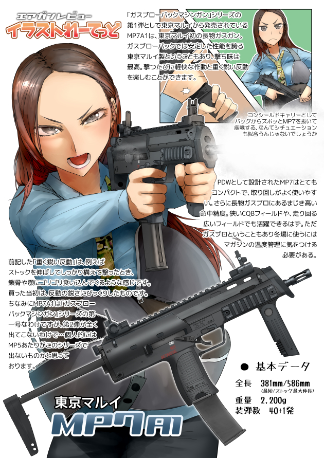 エアガンレビュー イラストれーてっど: 東京マルイ ガスガン MP7A1 1