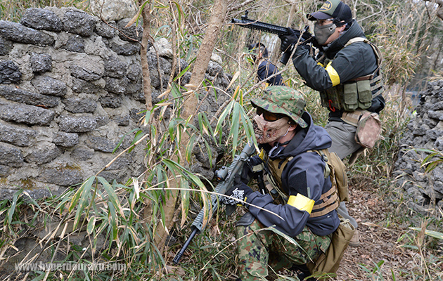 石垣に身を隠して進め