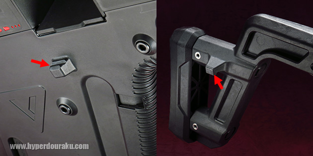 レシーバーとストックにあるフックがかみ合ってストックが固定