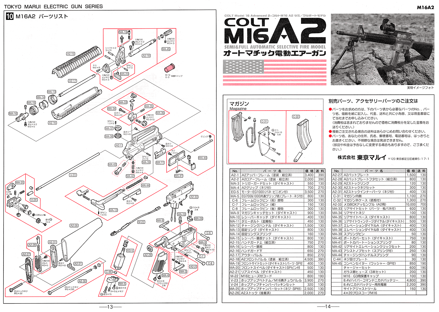 東京マルイ　M16A2　パーツ