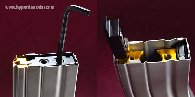 中央部にCO2カートリッジを装填