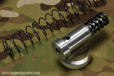 ガイド後ろ側には強力なスプリング