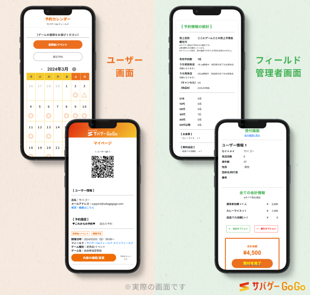 ユーザー画面と管理者画面