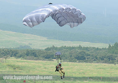 上空から落下傘