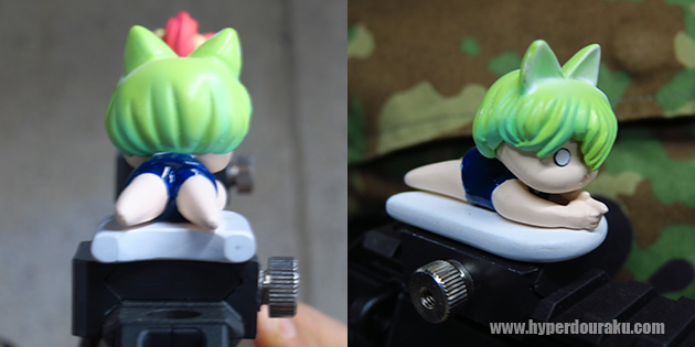 フロントのポニーテールが照星で、リアの猫耳が照門