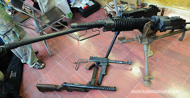 ブローニングM2重機関銃(米)、三年式機関銃(日)、MAT モデル1949(仏)、MP18(独)