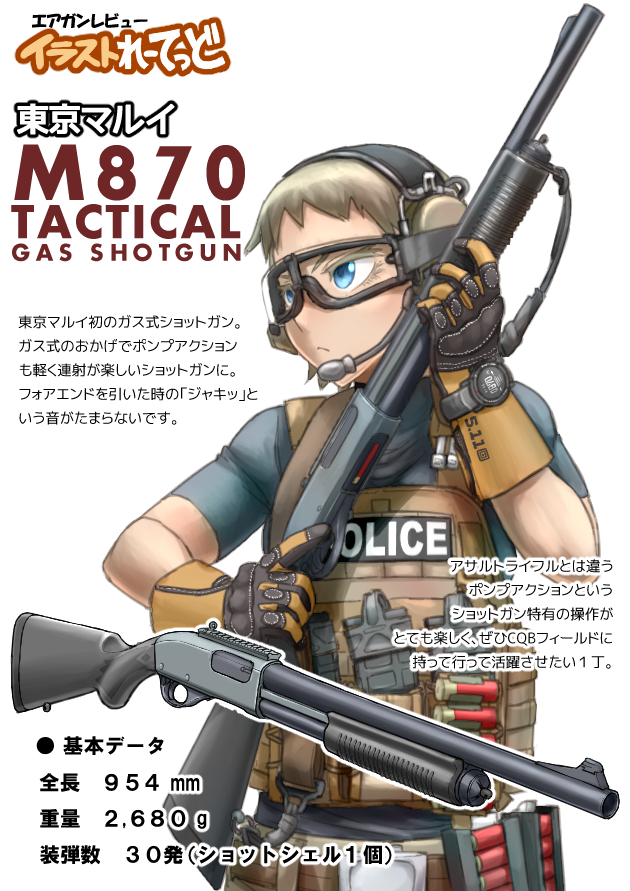 エアガンレビュー イラストれーてっど: 東京マルイ ガスガン　M870 タクティカル 1