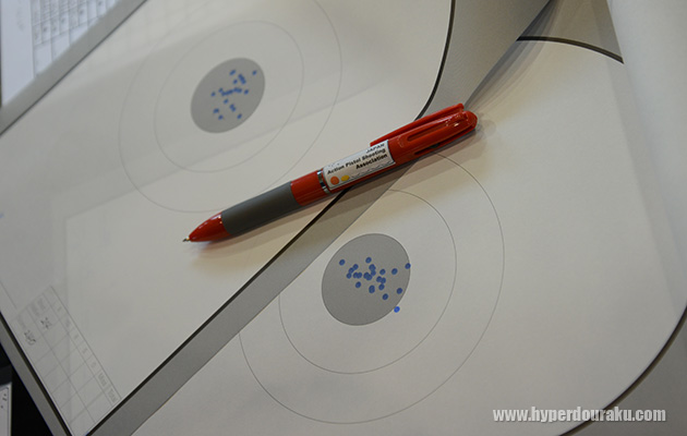 ヨコタ選手のバリケードターゲットの着弾痕