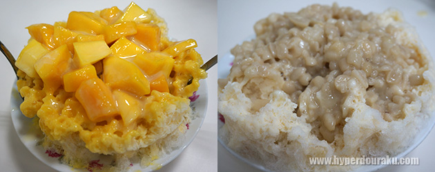 マンゴーかき氷とピーナッツかき氷